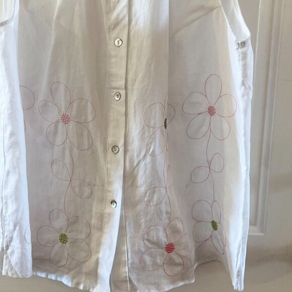 Edward Woman's Plus-Size Embroidered Linen Bohemian Summer Tank Top Sz 2x - Picture 2 of 8